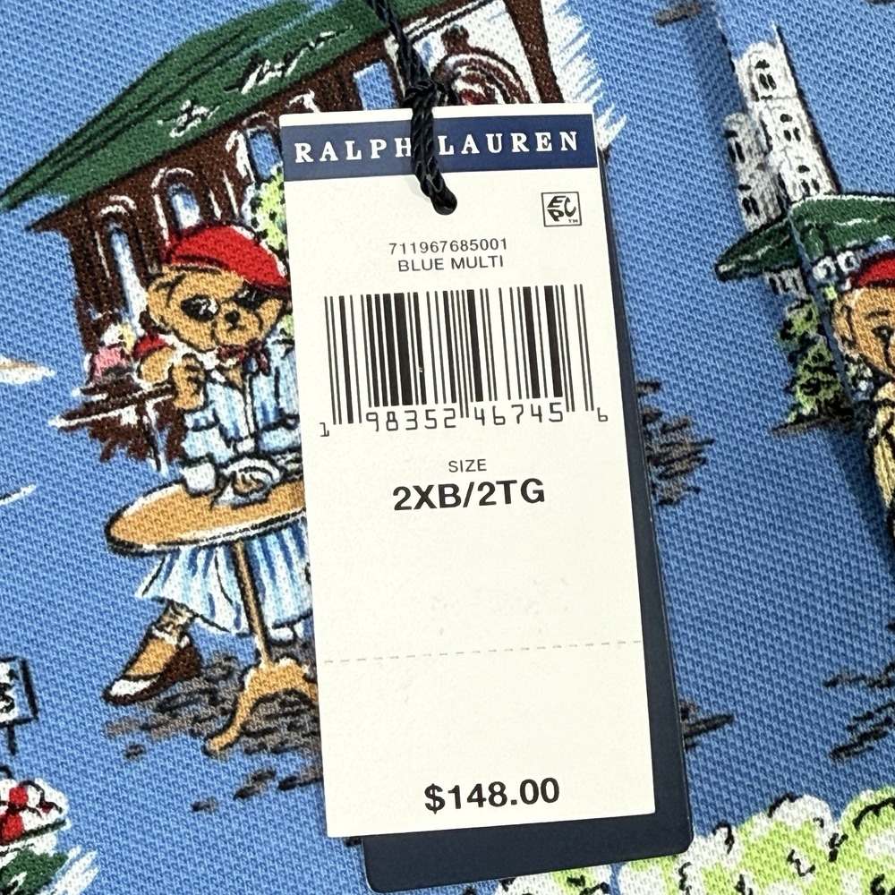 Polo Ralph‎ Lauren Men's Big & Tall Polo Bear Mesh Polo Shirt Blue Size 2XB NEW - Picture 4 of 10